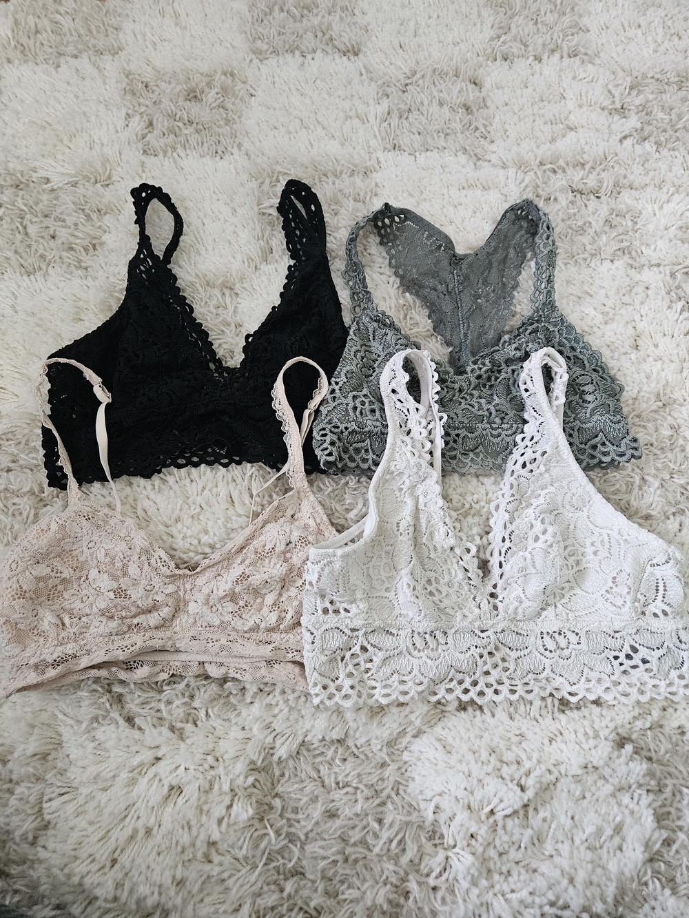 aerie Lace Bralette Set in Black, Green, Beige, White